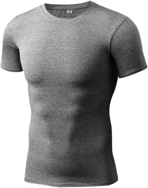 1 or 2 Pack Men's Compression Shirts Short Sleeve, Workout T-Shirt Quick Dry Baselayer Sport Shirt Running Tops