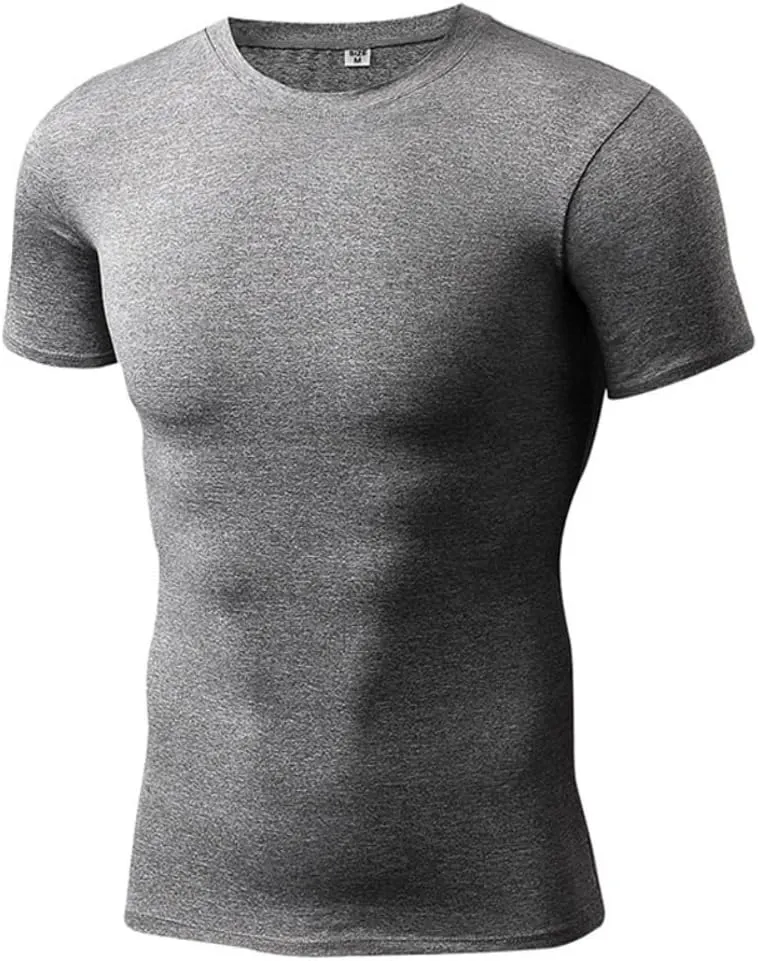 1 or 2 Pack Men's Compression Shirts Short Sleeve, Workout T-Shirt Quick Dry Baselayer Sport Shirt Running Tops