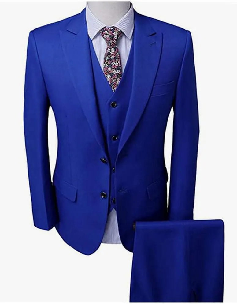 3 PC Mens Groom Tuxedos Slim Fit Wedding Suits for Men Business Suit Jacket Vest Pants Prom Party Suits