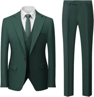 3 PC Mens Groom Tuxedos Slim Fit Wedding Suits for Men Business Suit Jacket Vest Pants Prom Party Suits