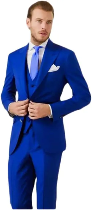 3 PC Mens Groom Tuxedos Slim Fit Wedding Suits for Men Business Suit Jacket Vest Pants Prom Party Suits