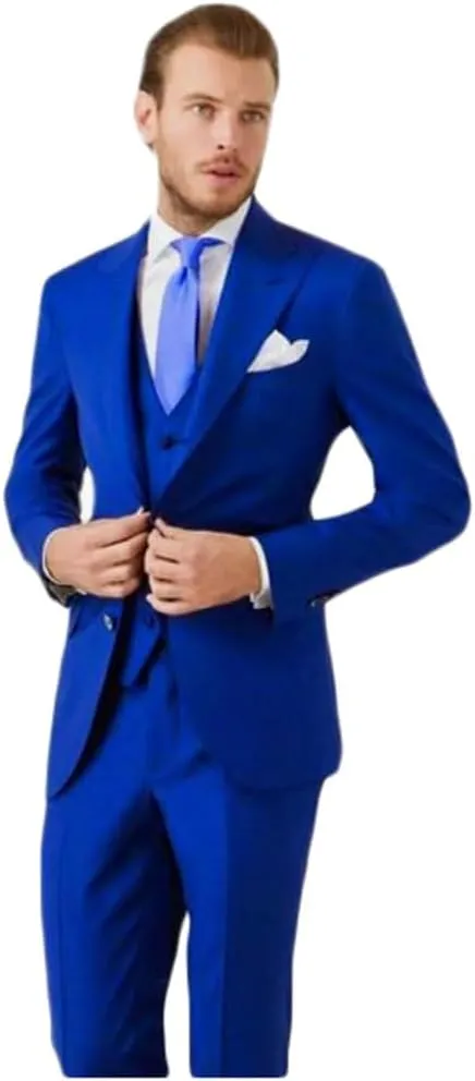 3 PC Mens Groom Tuxedos Slim Fit Wedding Suits for Men Business Suit Jacket Vest Pants Prom Party Suits