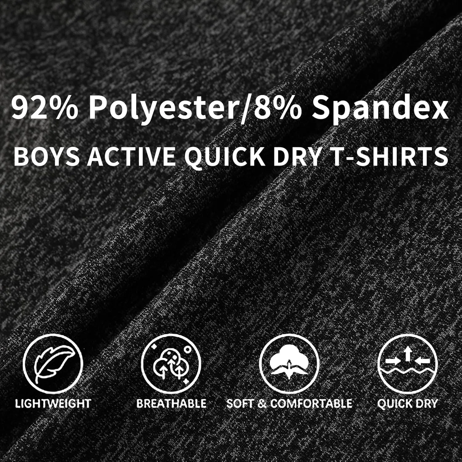5-Pack Boys Athletic Quick Dry T-Shirts Youth Activewear Short Sleeve Tops5-18 Years
