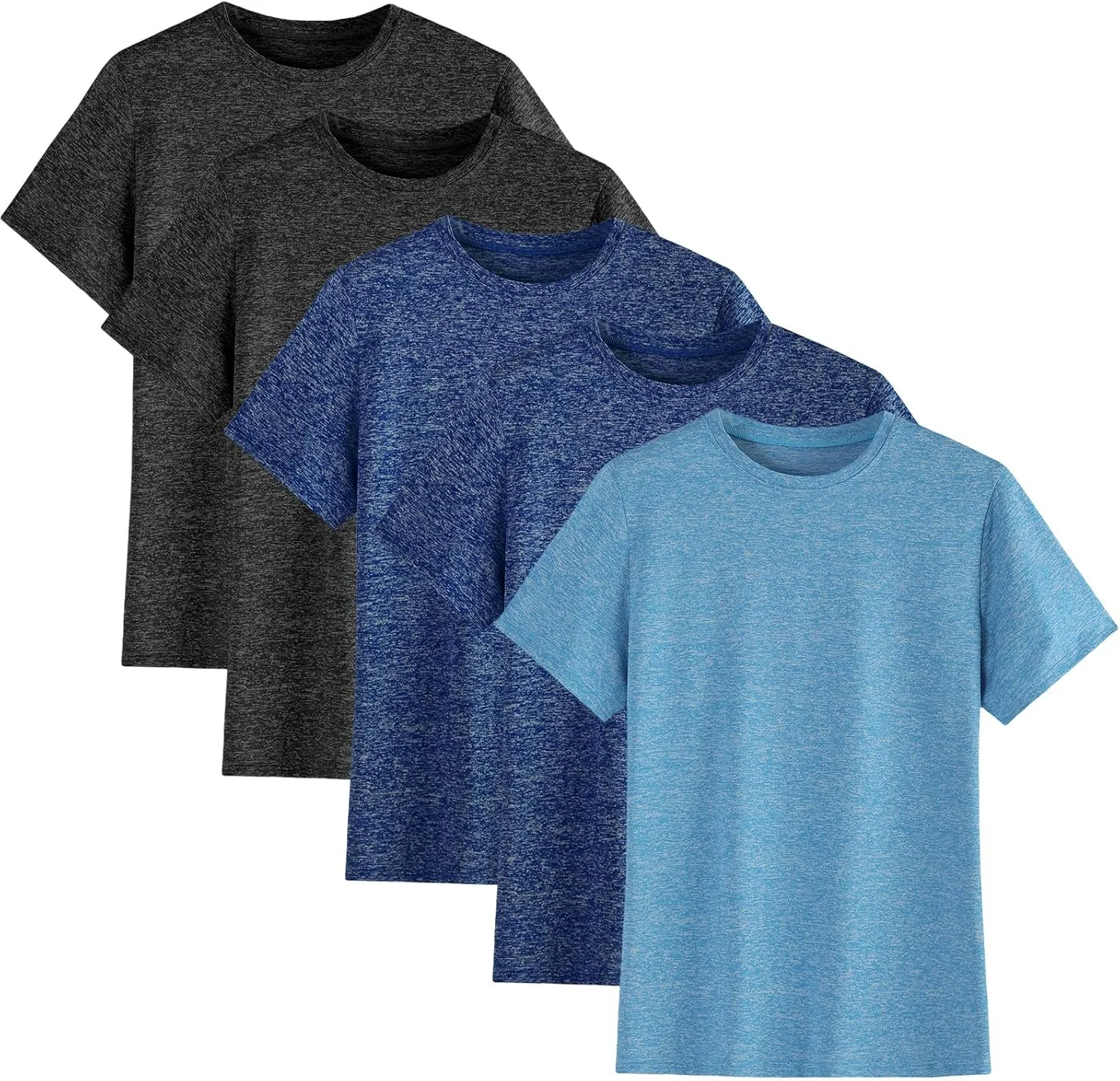 5-Pack Boys Athletic Quick Dry T-Shirts Youth Activewear Short Sleeve Tops5-18 Years
