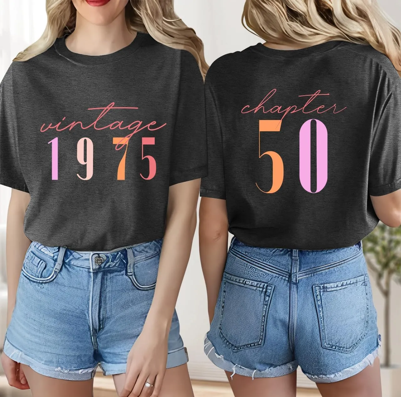 50th Birthday Gifts for Women Fifty Birthday Shirts: Vintage 1975 Shirt 50 Years Old Birthday Party Graphic T-Shirt