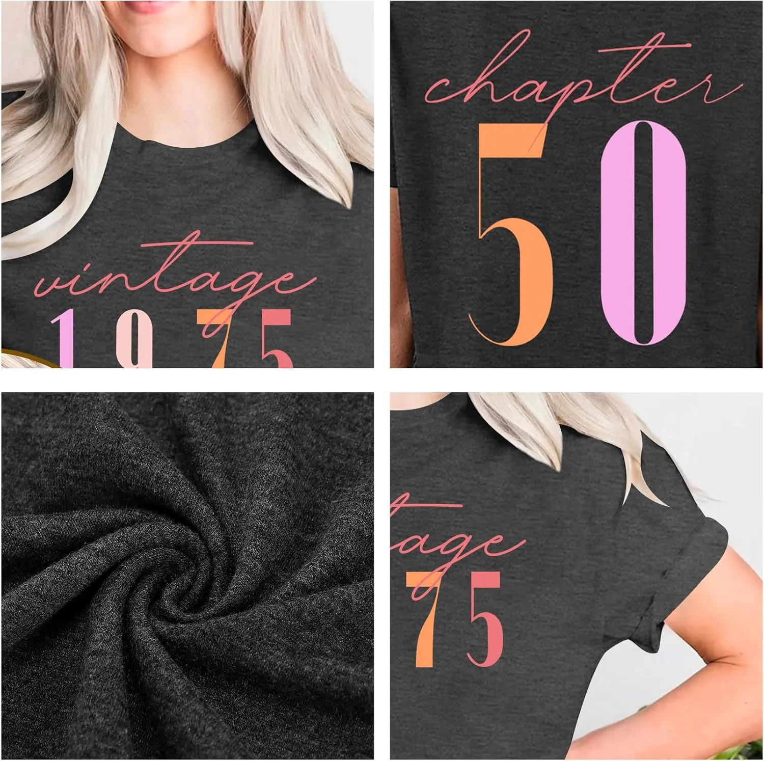 50th Birthday Gifts for Women Fifty Birthday Shirts: Vintage 1975 Shirt 50 Years Old Birthday Party Graphic T-Shirt