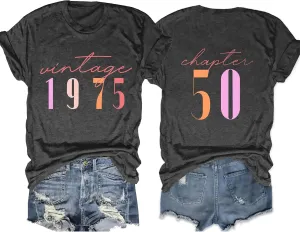 50th Birthday Gifts for Women Fifty Birthday Shirts: Vintage 1975 Shirt 50 Years Old Birthday Party Graphic T-Shirt