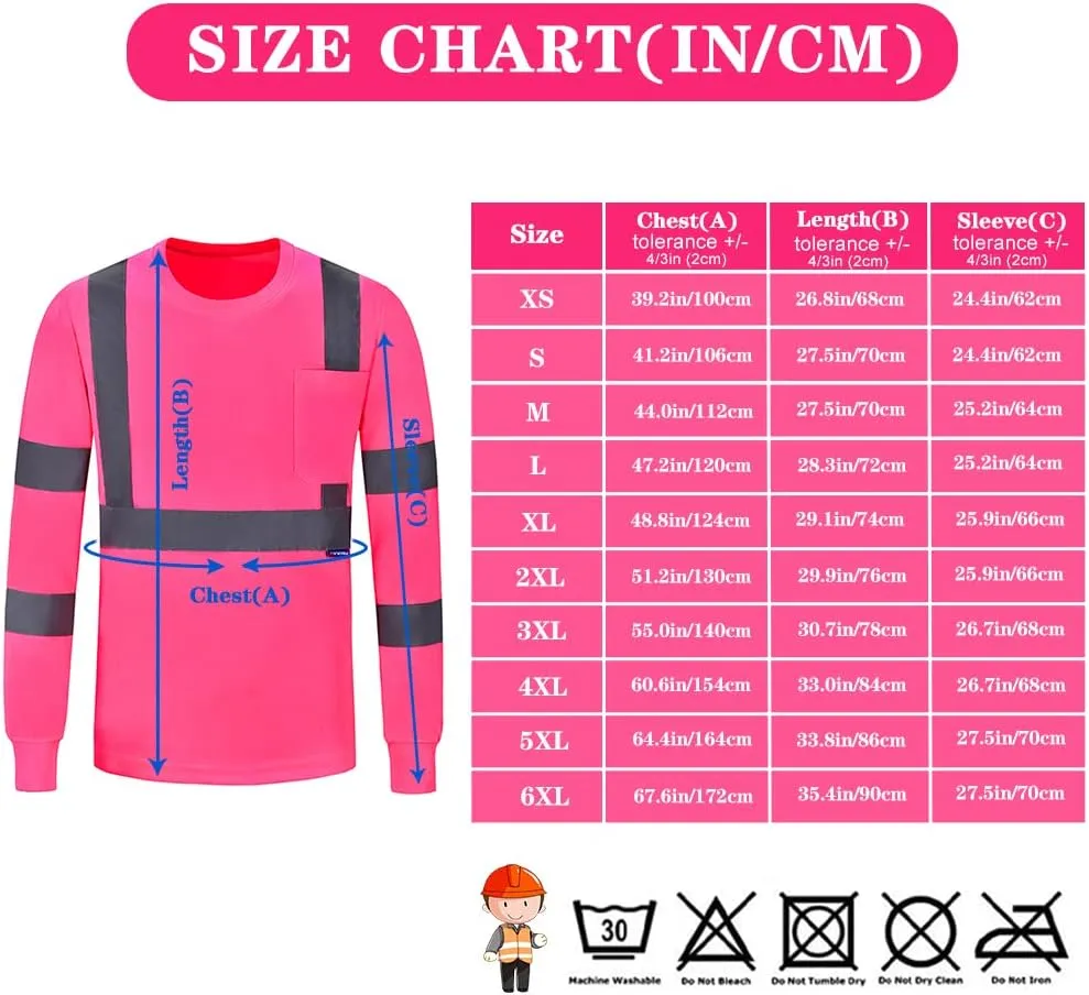 A-SAFETY Safety Shirt,High Visibility Work T Shirt Long Short Sleeve Class 3 (XS-6XL)