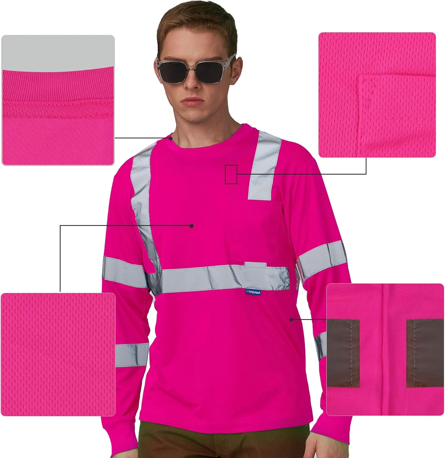 A-SAFETY Safety Shirt,High Visibility Work T Shirt Long Short Sleeve Class 3 (XS-6XL)
