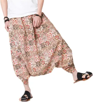 AAPAH Men Harem Pants Hiphop Loose Wide Leg Cotton Linen Big Crotch Boho Trousers Nepal Style Pants Hombre s2 L
