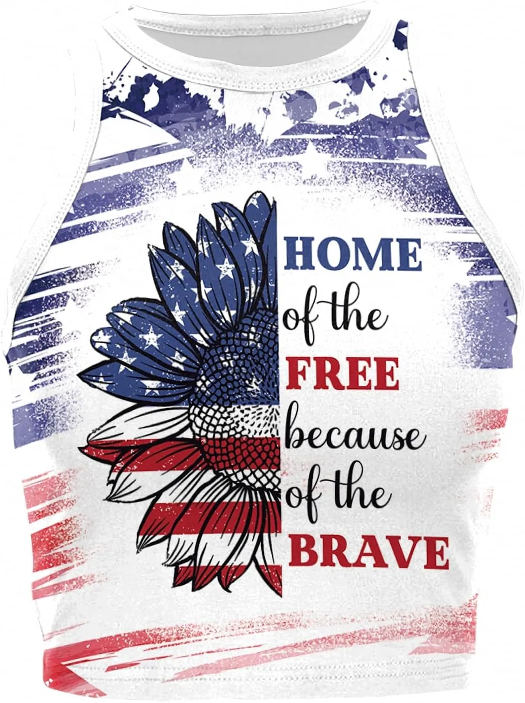 American Flag Crop Tank Tops for Women Patriotic T Shirt USA Shirt Stars Stripes 4th of July Vest Tops