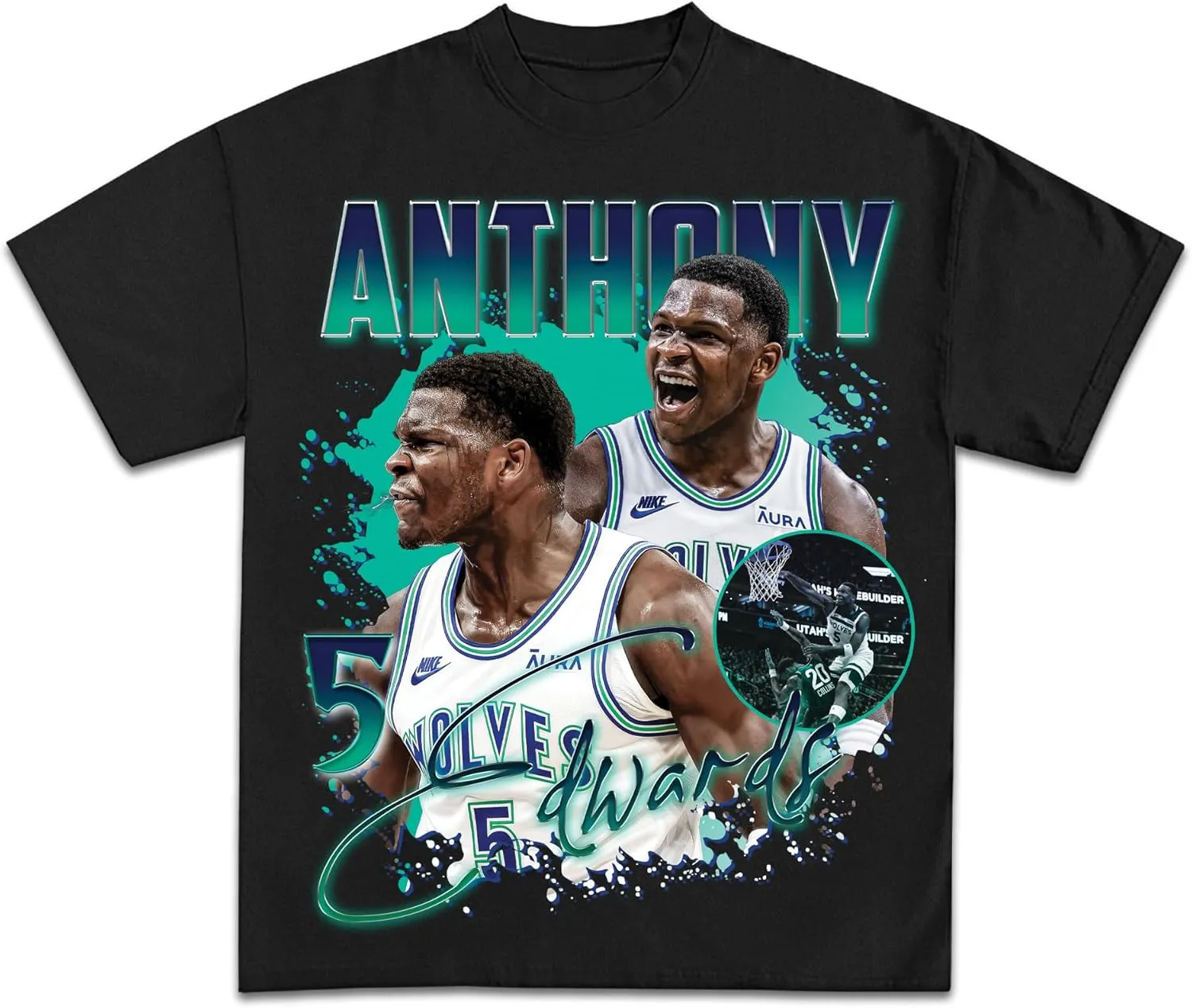 Anthony Edwards Newspaper Graphic T-Shirt | Y2K Vintage Basketball Rap | Premium Heavyweight Shirt for Men & Women