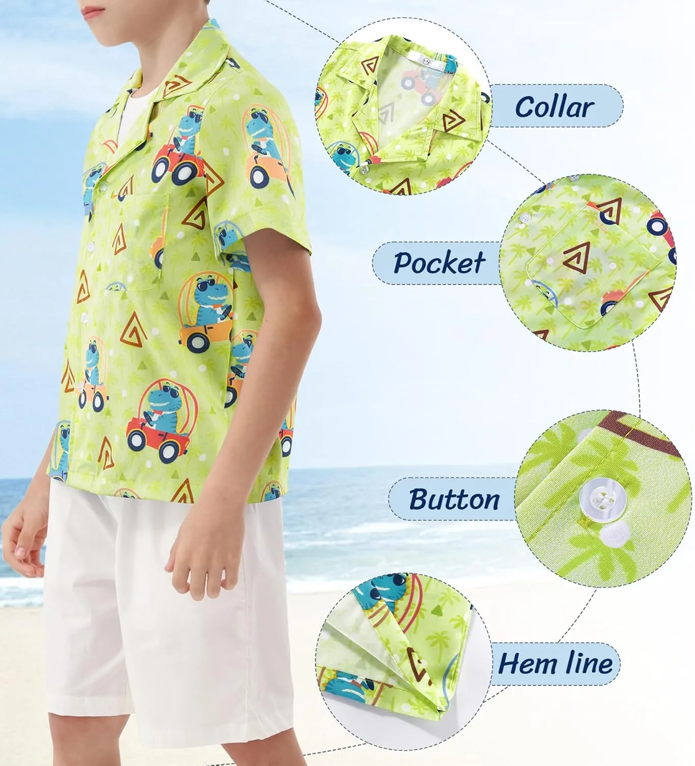 APTRO Boy's Hawaiian Shirt Tropical Beach Casual Summer Shirt with Pocket Short Sleeve 4-15 Years