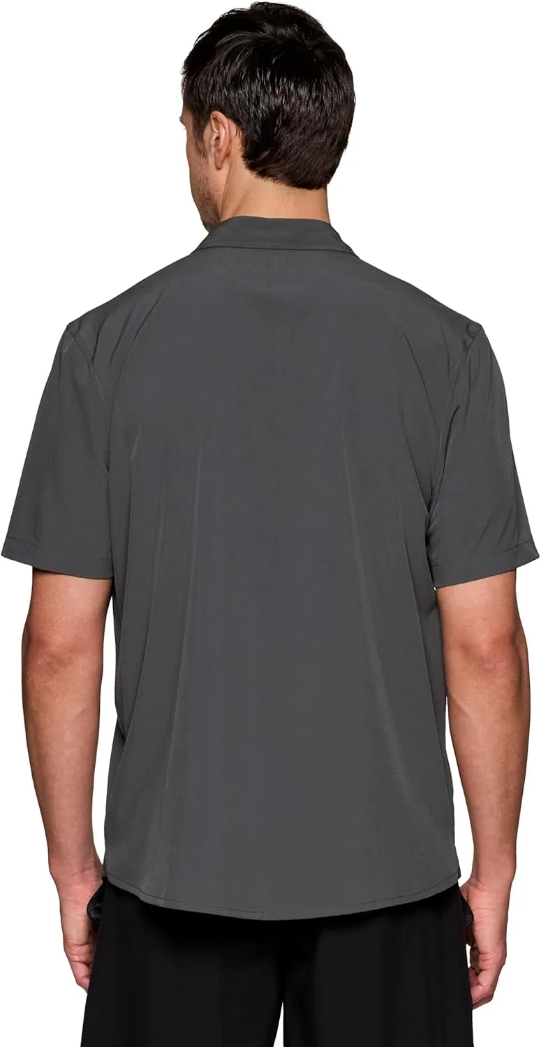 Avalanche Short Sleeve Hiking Shirt for Men, Quick Drying Woven Lightweight Button-Up Shirt with Collar, Pockets