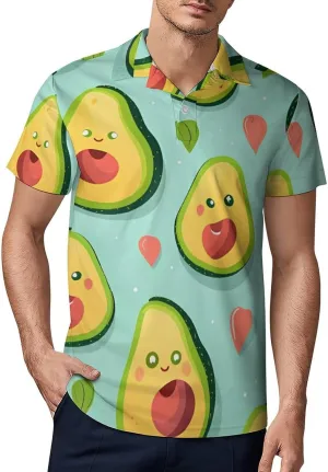 Avocado And Love Men's Polo Shirt Short Sleeve Casual Athletic Quick Dry Golf T-Shirts M