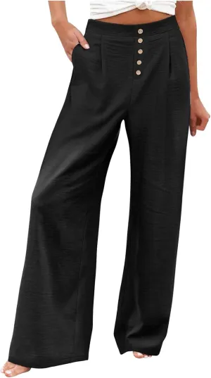 Beach Cover Up Pants for Women 2025 Baggy Y2K Summer Stretchy Boho Beach Pants High Waist Plus Size Lounge Palazzo Trousers