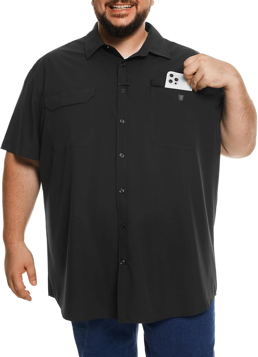 Big and Tall Mens Fishing Shirt UPF 50  Sun Protection Shirt SPF Quick Dry 2XL-6XL