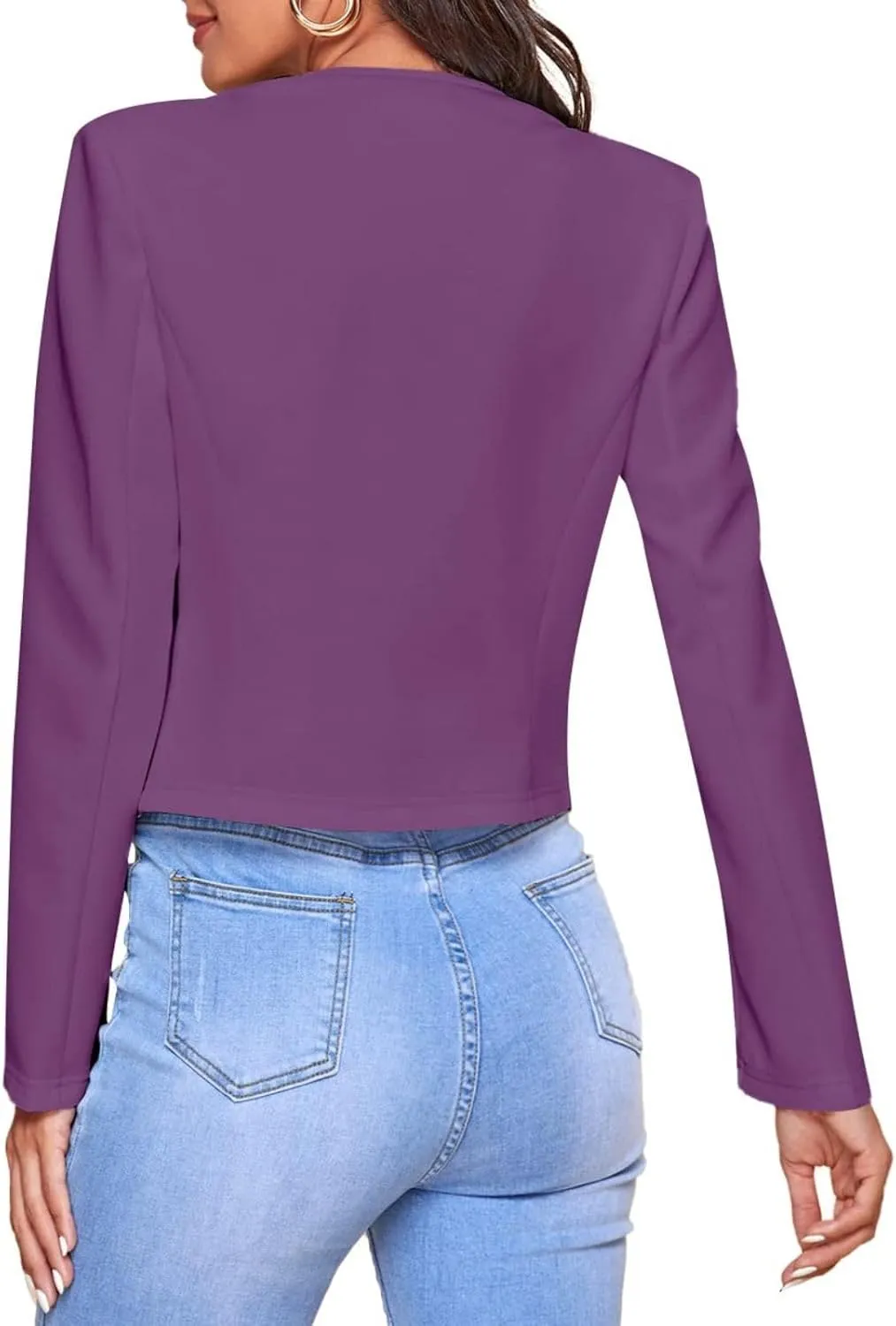 Blazers for Women Bussiness Casual Cropped Open Front Blazer Jacket Long Sleeves Dressy Work Suite Jackets with Pockets