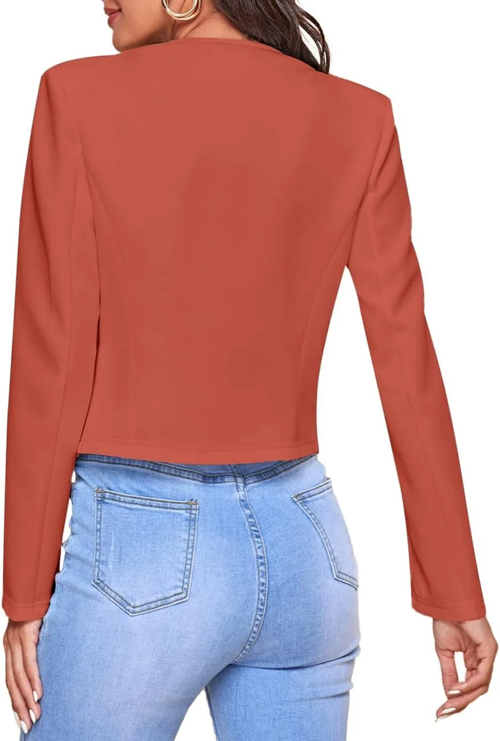 Blazers for Women Bussiness Casual Cropped Open Front Blazer Jacket Long Sleeves Dressy Work Suite Jackets with Pockets