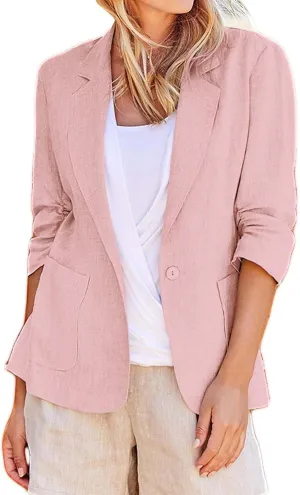 Blazers for Women Fashion Casual Single-Breasted Suit Jackets Long Sleeve Open Front Work Office Blazer with Pockets