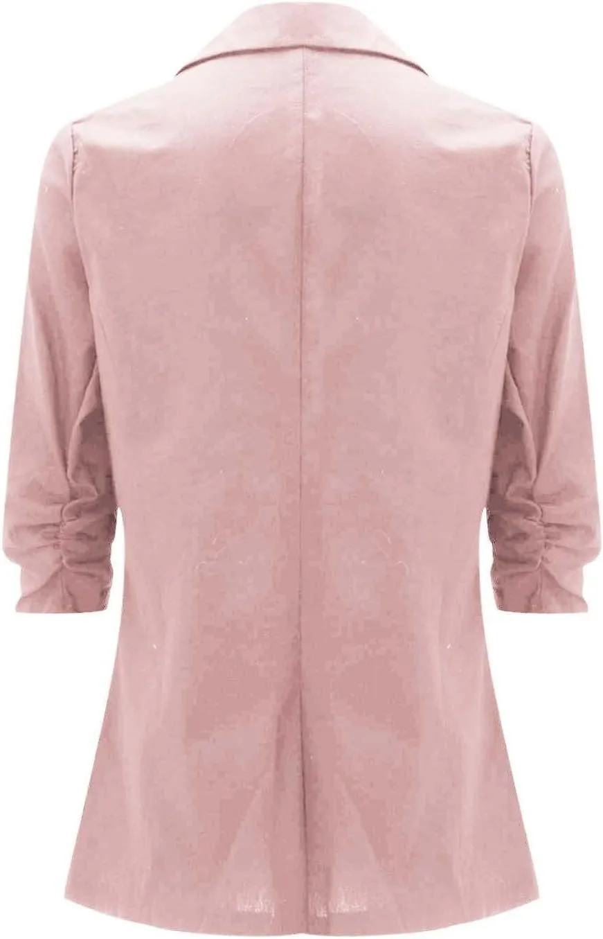 Blazers for Women Fashion Casual Single-Breasted Suit Jackets Long Sleeve Open Front Work Office Blazer with Pockets