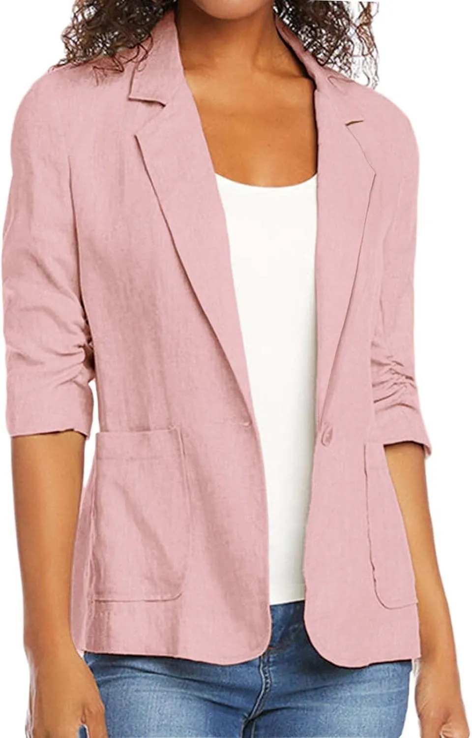 Blazers for Women Fashion Casual Single-Breasted Suit Jackets Long Sleeve Open Front Work Office Blazer with Pockets