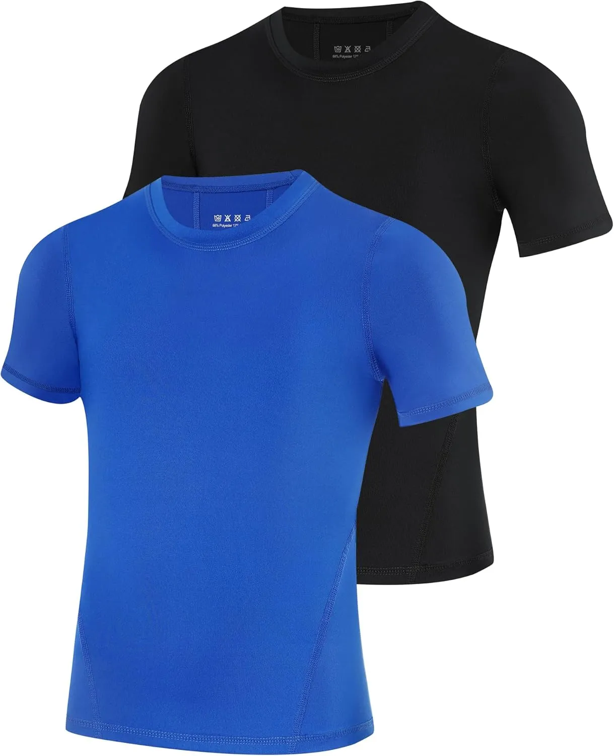 Boys Compression Shirt Short Sleeve Youth Athletic Undershirt Kids Base Layer T-Shirt for Football Basketball