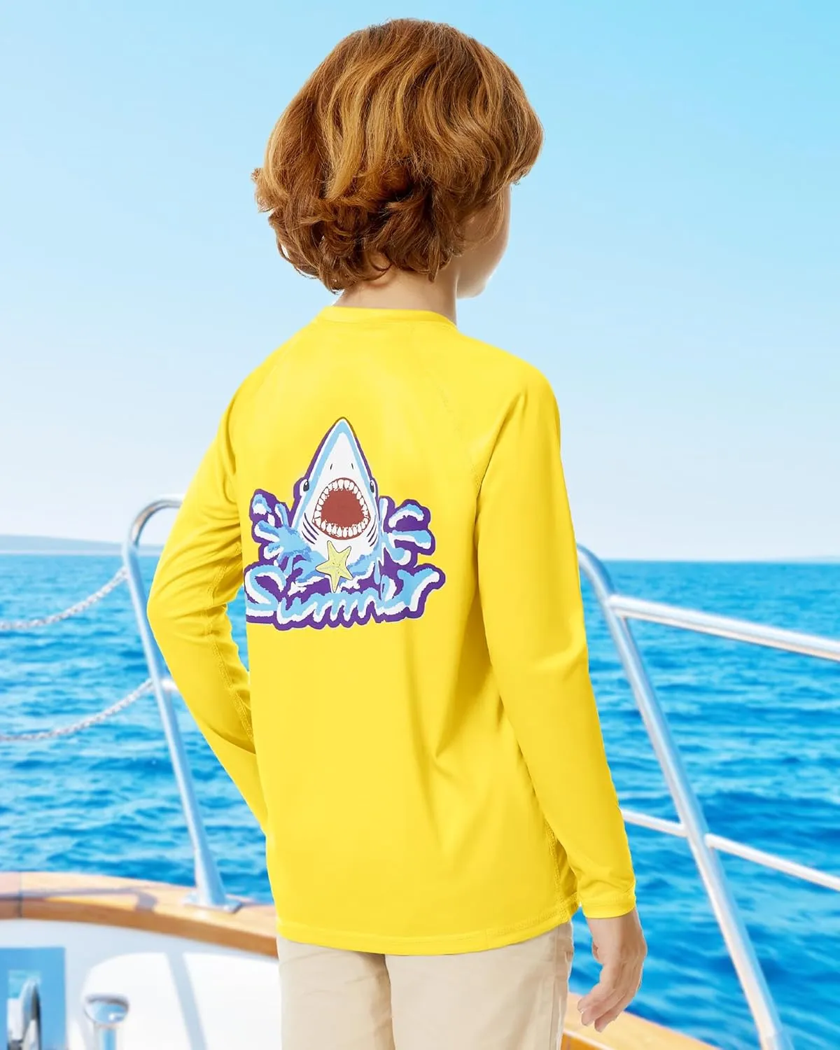 Boys Rash Guard Long Sleeve UPF 50  Fishing Shirt Kids Sun Protection Swim Shirts Youth SPF Quick Dry Shirt
