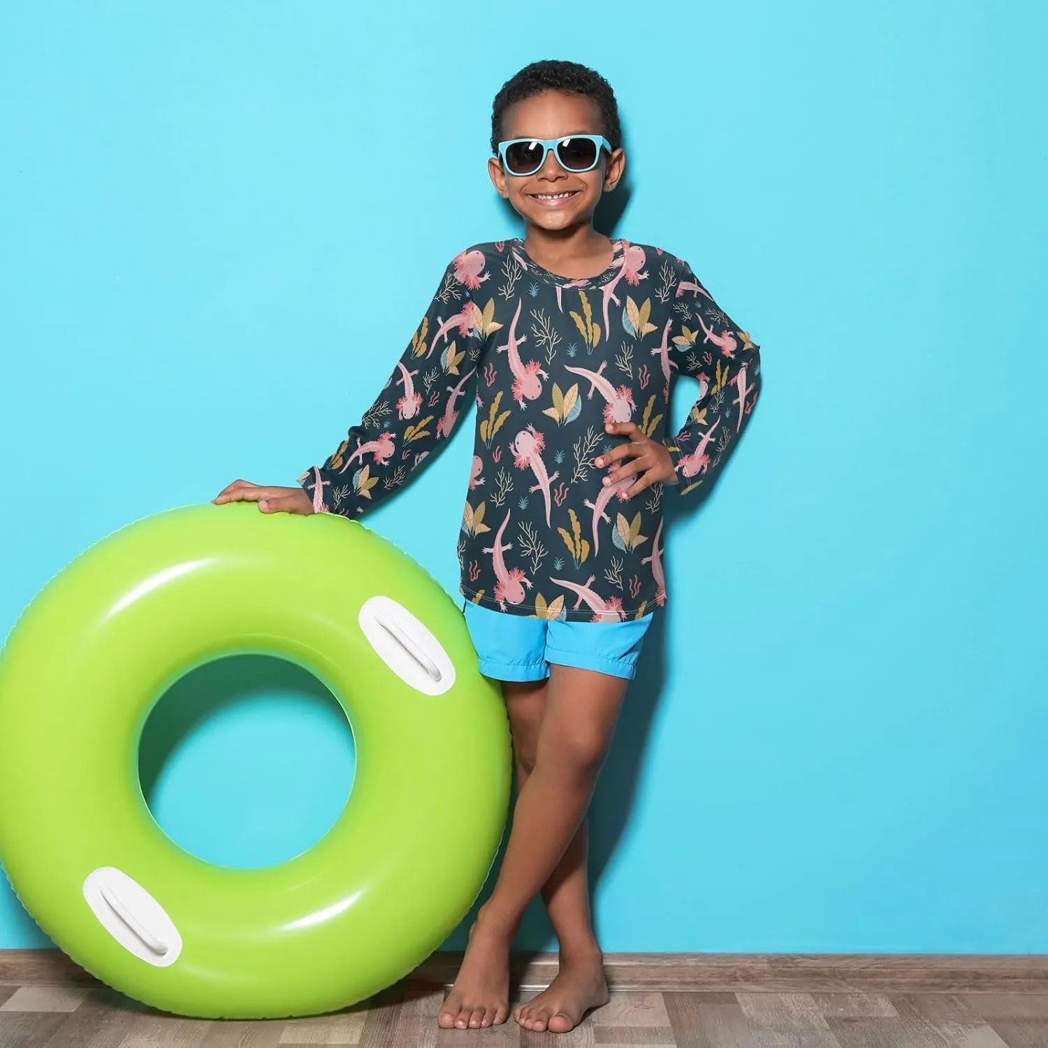 Boys Rash Guard Long Sleeve UPF 50  Sun Protection Boys Swim Shirt Quick Dry Shirt for 3-12 Years