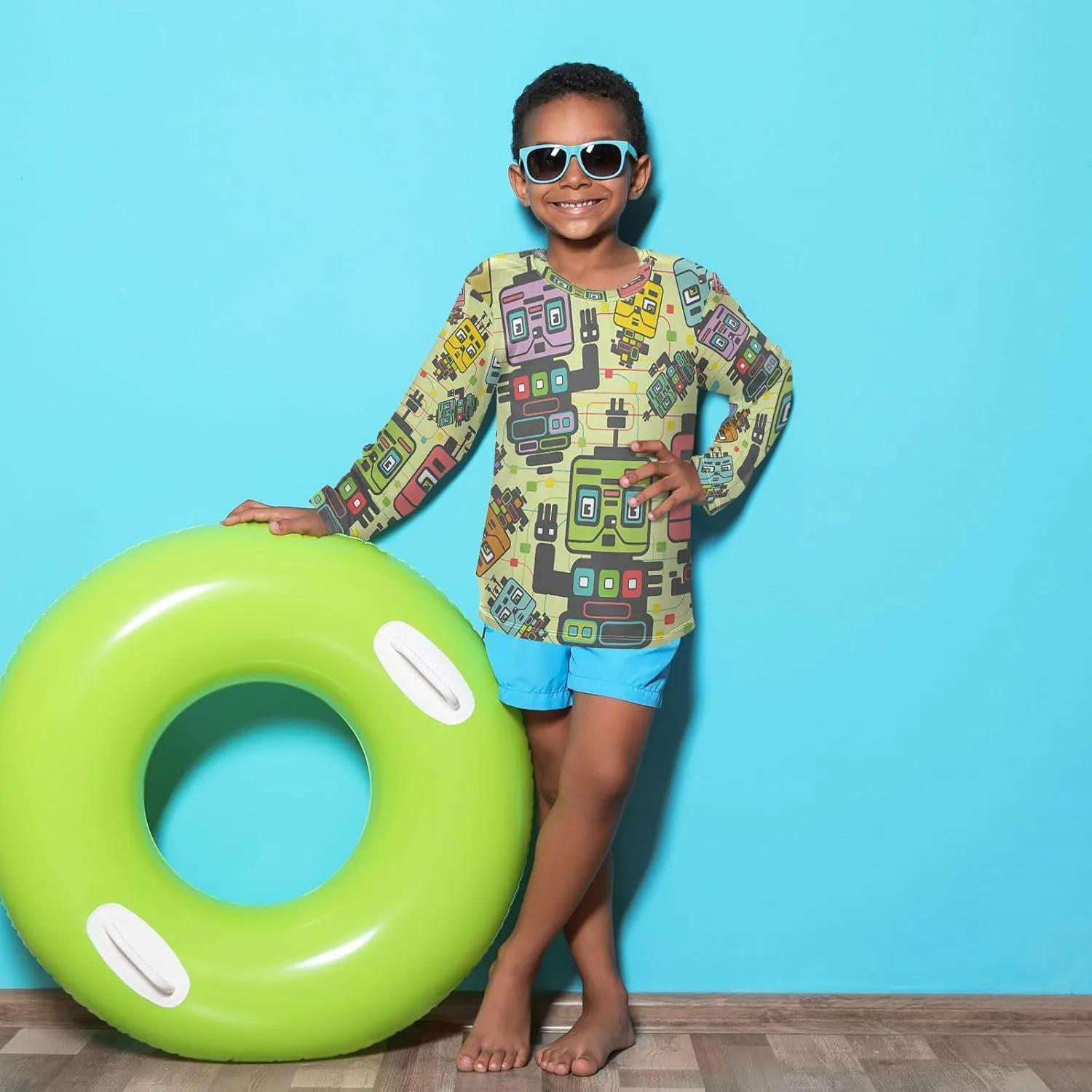 Boys Rash Guard Long Sleeve UPF 50  Sun Protection Boys Swim Shirt Quick Dry Shirt for 3-12 Years