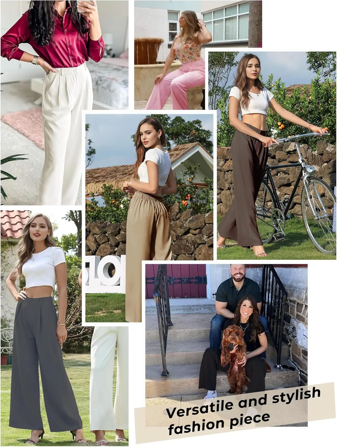 Buauty Womens Wide Leg Pants High Stretchy Waisted Dress Pants Business Casual Work Trousers Dressy Outfits with Pockets