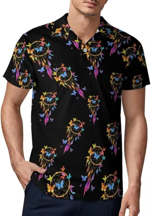 Butterfly Dream Catchers Men's Polo-Shirt Regular-Fit Short Sleeve Sports Quick Dry Golf Tennis T-Shirt