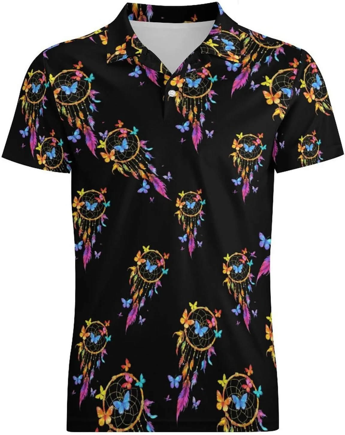 Butterfly Dream Catchers Men's Polo-Shirt Regular-Fit Short Sleeve Sports Quick Dry Golf Tennis T-Shirt
