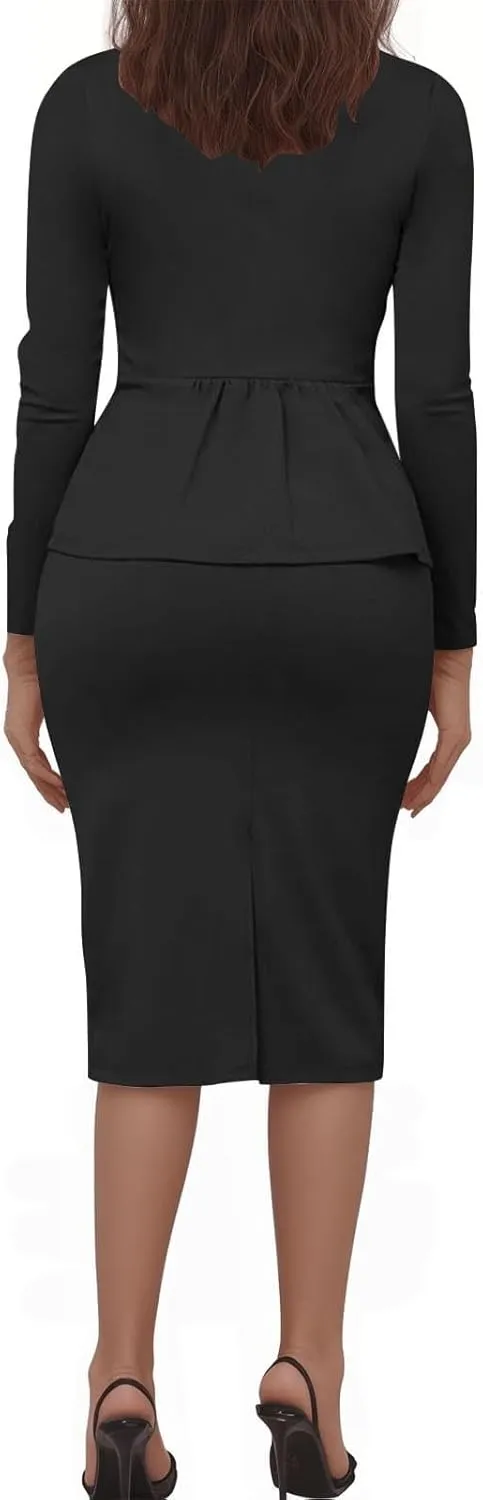 Canbebig Womens Suits 2 Piece Set Lapel Blazer and Pencil Skirt Dressy Suits Business Skirt Suits Work Office Fashion Outfits