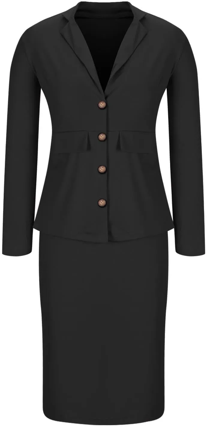 Canbebig Womens Suits 2 Piece Set Lapel Blazer and Pencil Skirt Dressy Suits Business Skirt Suits Work Office Fashion Outfits