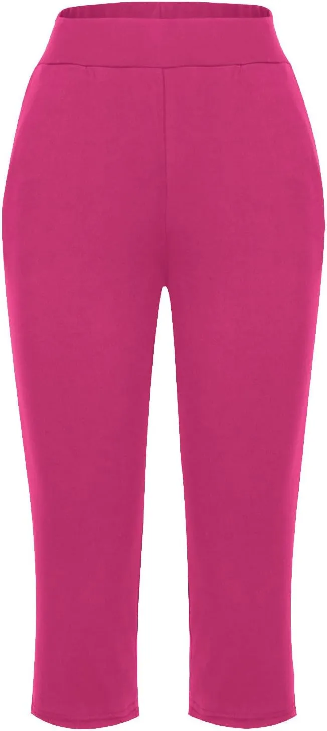 Capri Pants for Women 2024 Casual Capris Leggings Summer Loose High Waist Wide Leg Yoga Pant with Pocket Lounge Wear