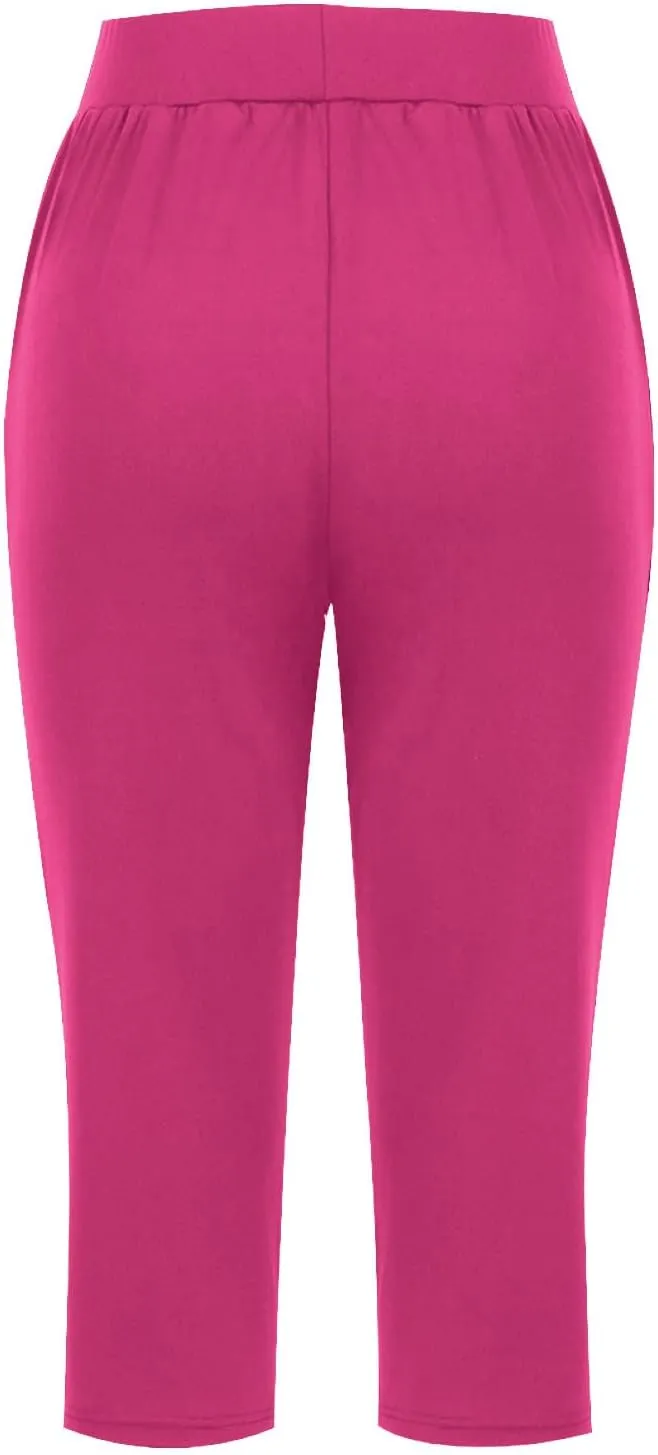 Capri Pants for Women 2024 Casual Capris Leggings Summer Loose High Waist Wide Leg Yoga Pant with Pocket Lounge Wear