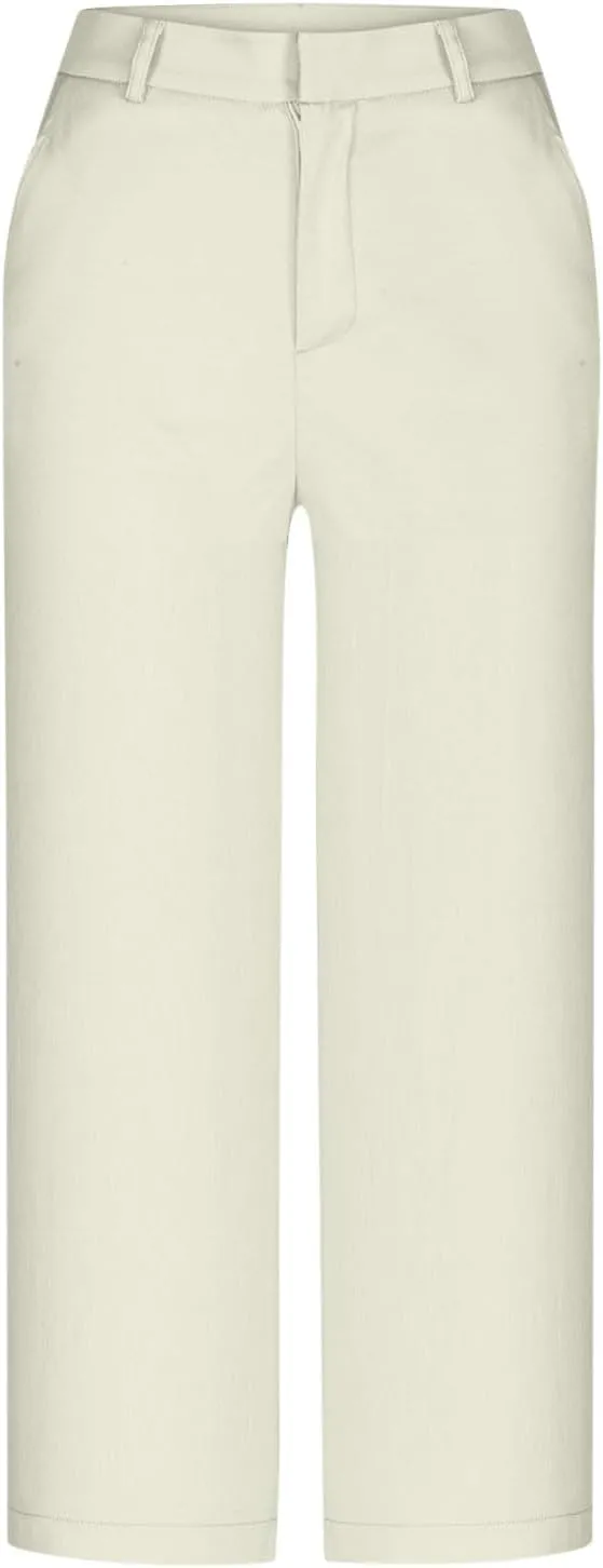 Capri Pants for Women Business Casual Loose Fit Work Cropped Trousers High Waisted Stretchy Capris with Pockets