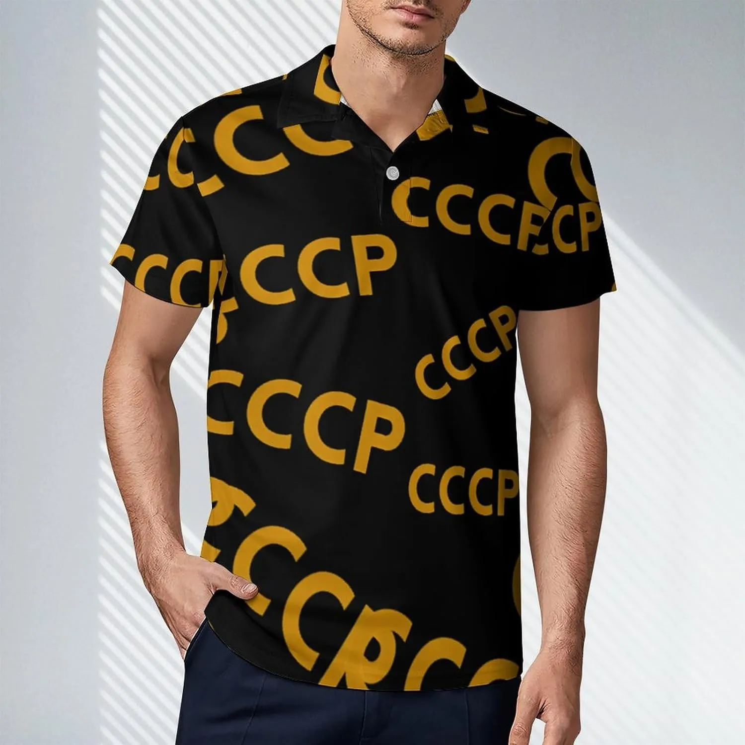 CCCP - USSR Men's Polo-Shirt Regular-Fit Short Sleeve Sports Quick Dry Golf Tennis T-Shirt