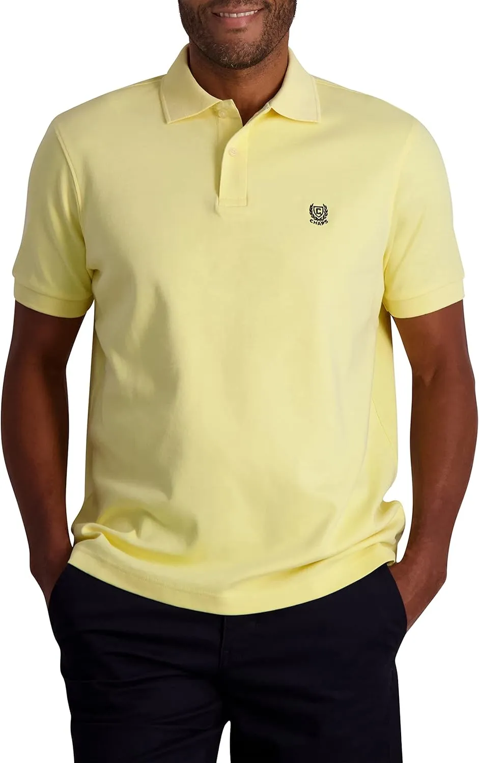 Chaps Men's Polo Shirt - Classic Fit Short Sleeve 2-Button Double Knit Cotton Polo Shirt (S-XL)