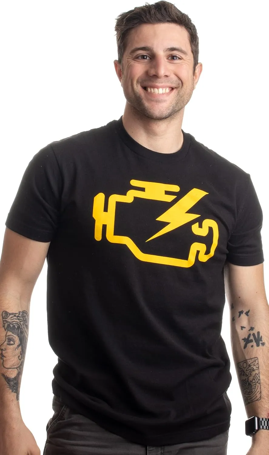Check Engine Light | Funny Mechanic Macanic Machanic Car Clothing Men T-Shirt