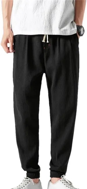 Chinese Style Harem Pants Men's Linen Pants Men's Cotton Linen Pants Casual Jogging Pants