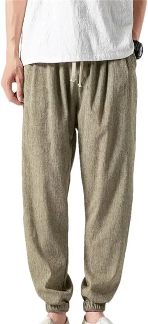 Chinese Style Harem Pants Men's Linen Pants Men's Cotton Linen Pants Casual Jogging Pants