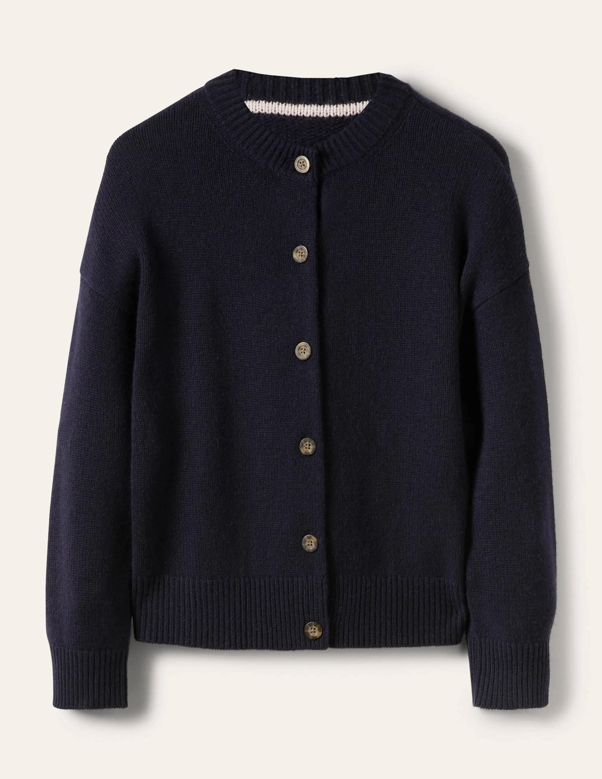 Chunky Cashmere Cardigan-Navy