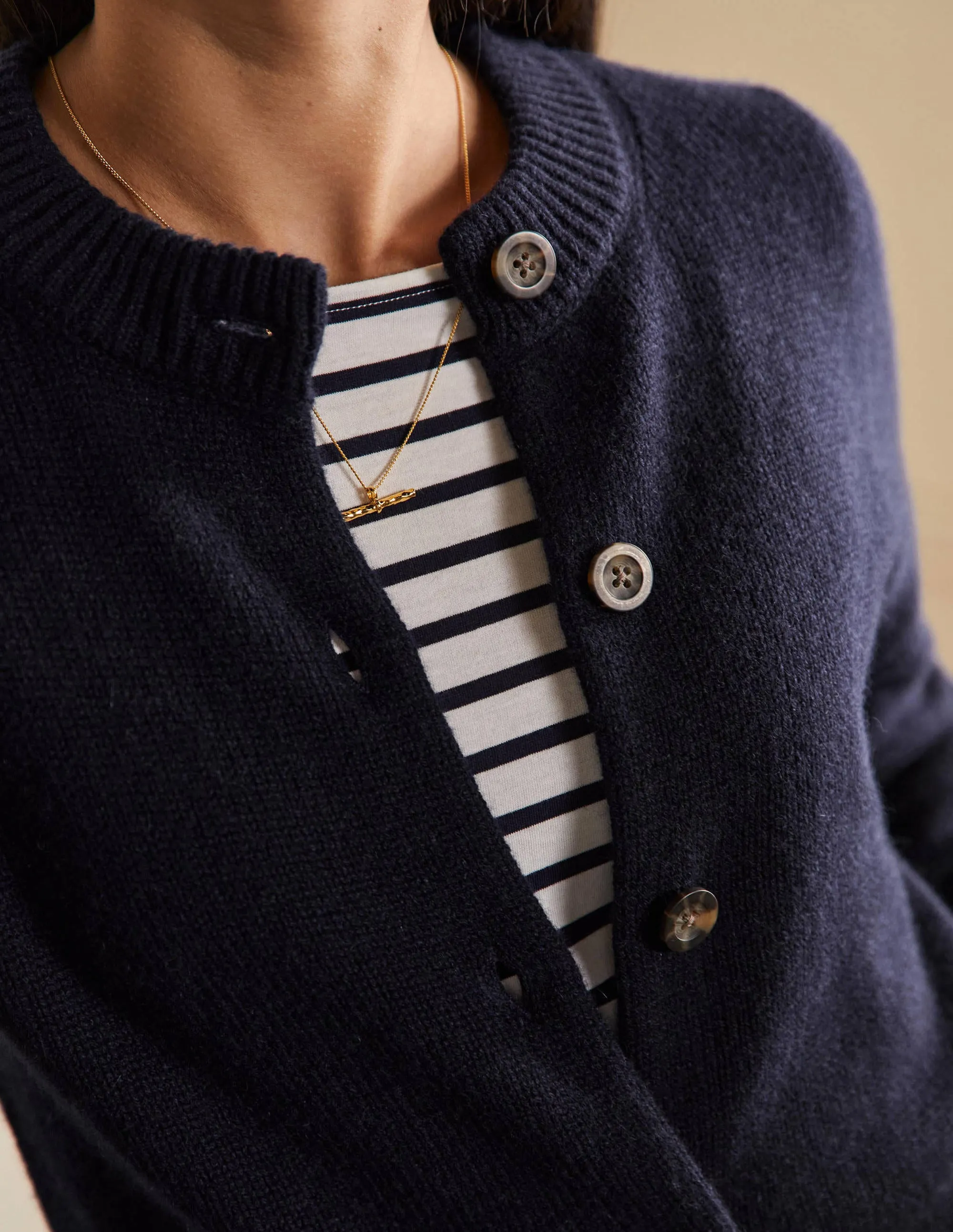 Chunky Cashmere Cardigan-Navy