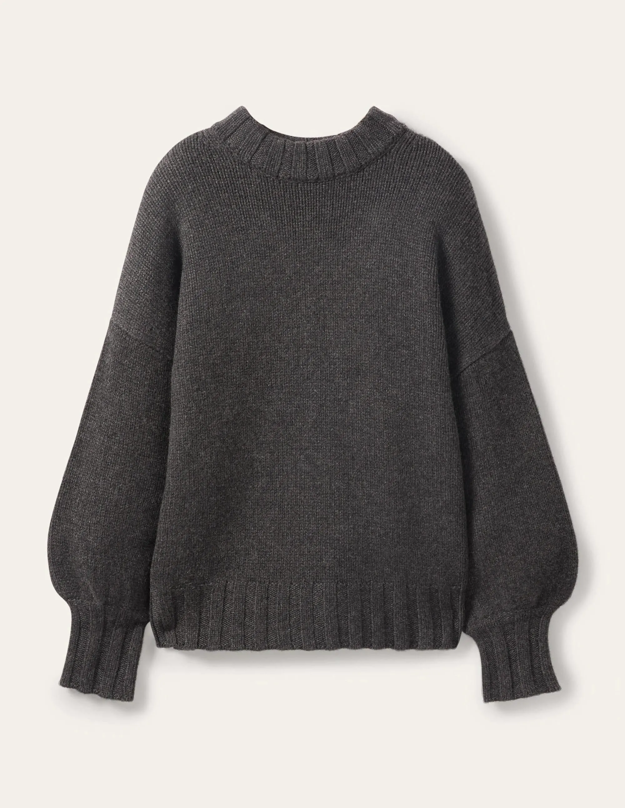 Chunky Cashmere Jumper-Charcoal Melange