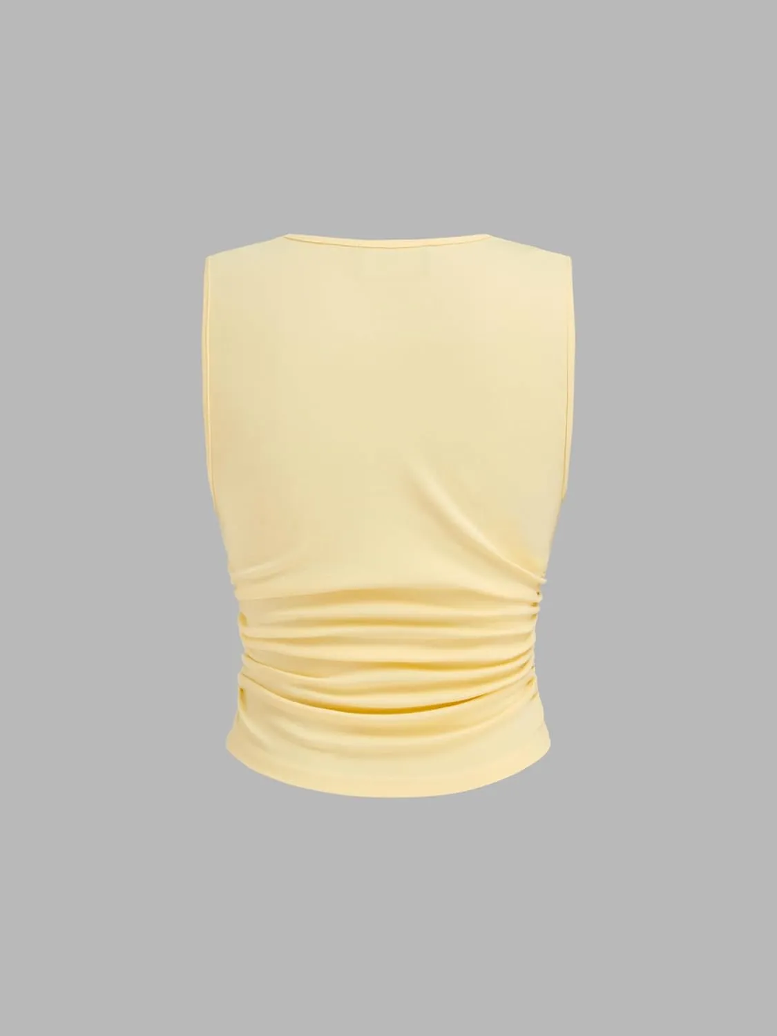 CIDER Tank Tops for Women V Neck Ruched Sleeveless Top Basic Going Out Cotton Blend Slim Fit Top