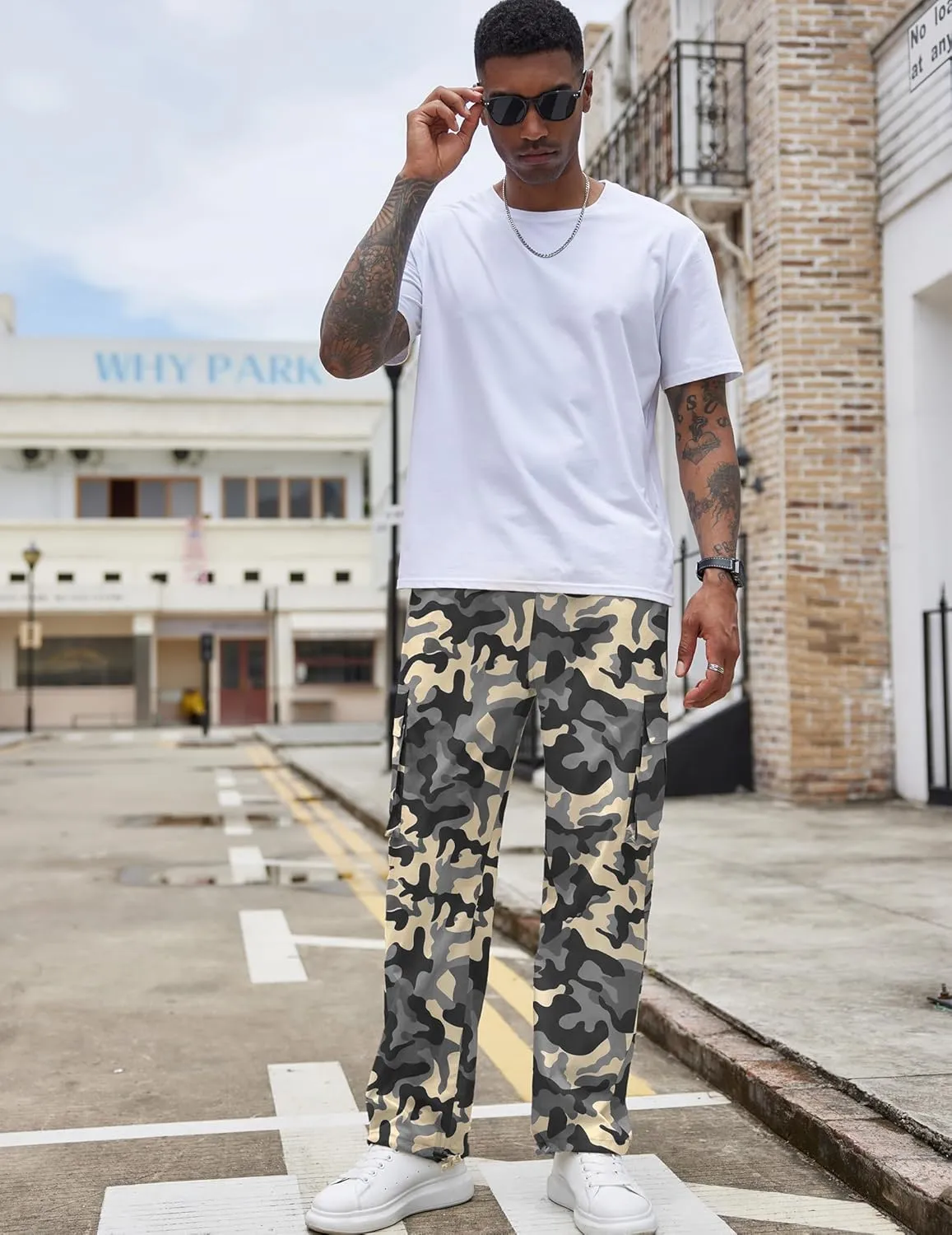 COOFANDY Men's Casual Cargo Pants Cotton Drawstring Athletic Jogger Sweatpants