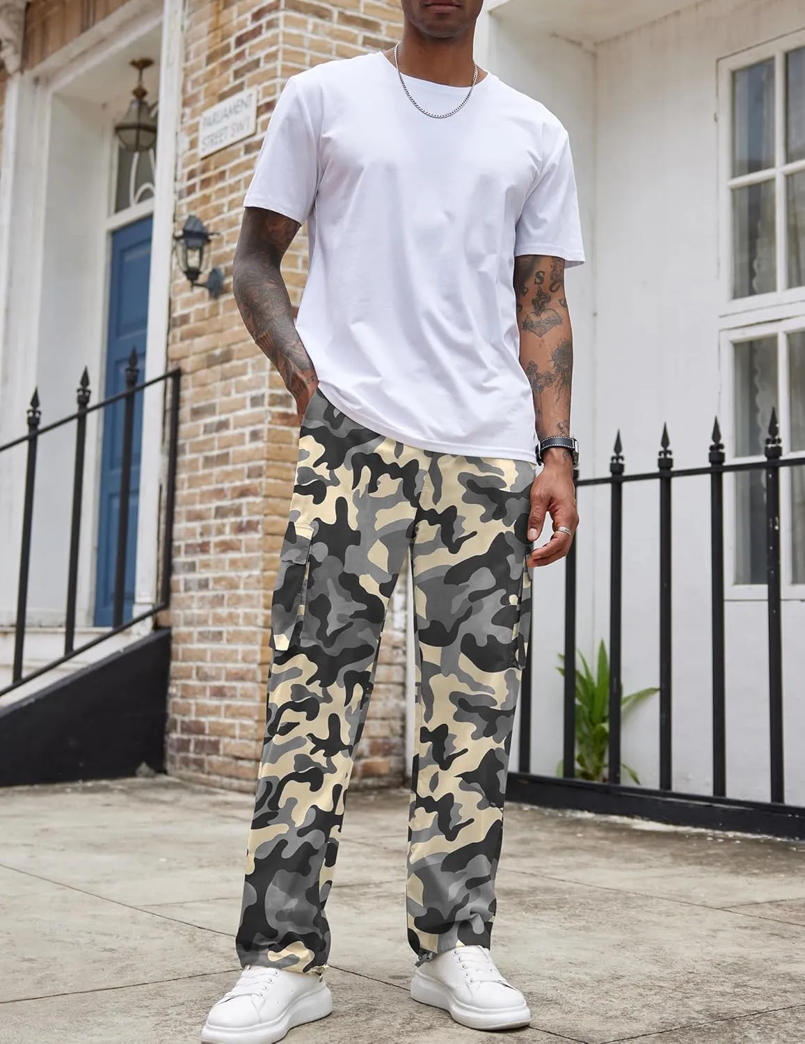 COOFANDY Men's Casual Cargo Pants Cotton Drawstring Athletic Jogger Sweatpants