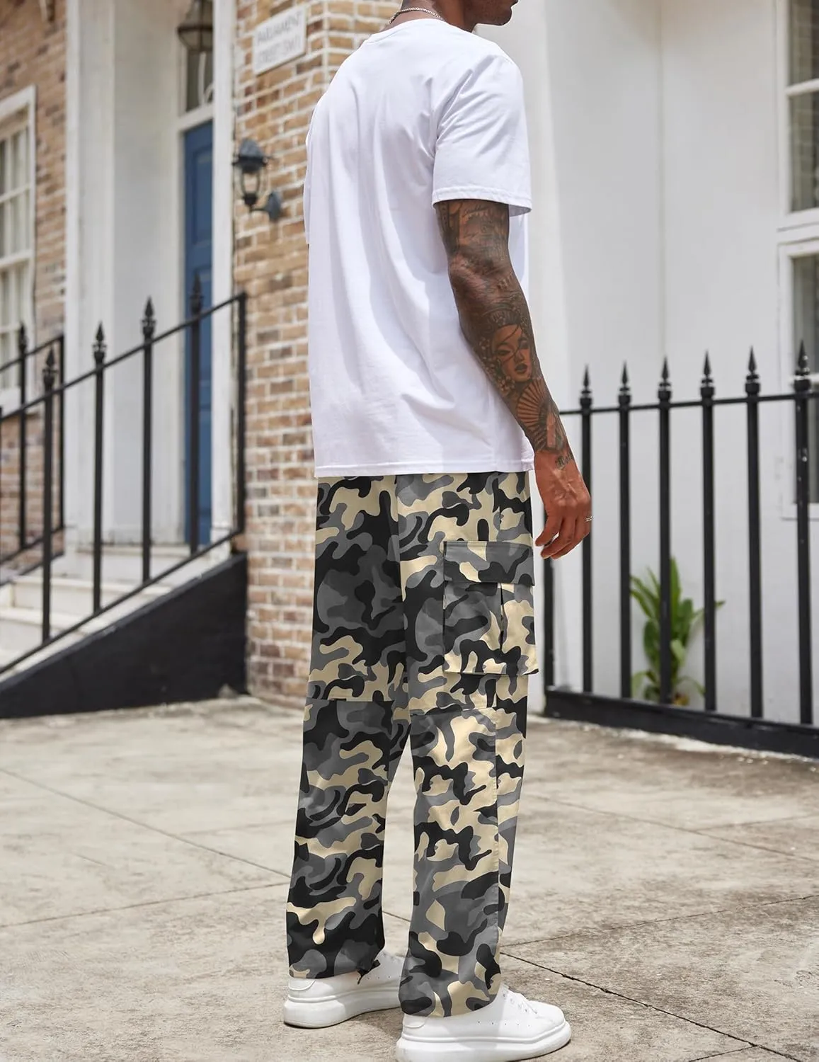 COOFANDY Men's Casual Cargo Pants Cotton Drawstring Athletic Jogger Sweatpants